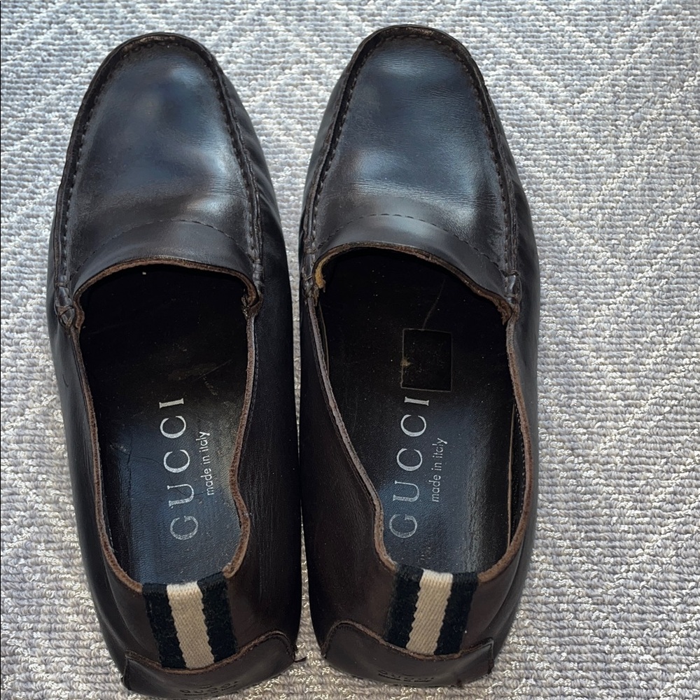 💯 authentic Gucci Women's Espresso Leather Slip-Ons vintage